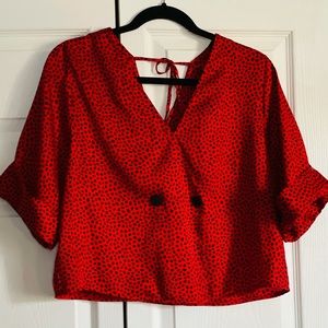 Topshop lustrous red blouse